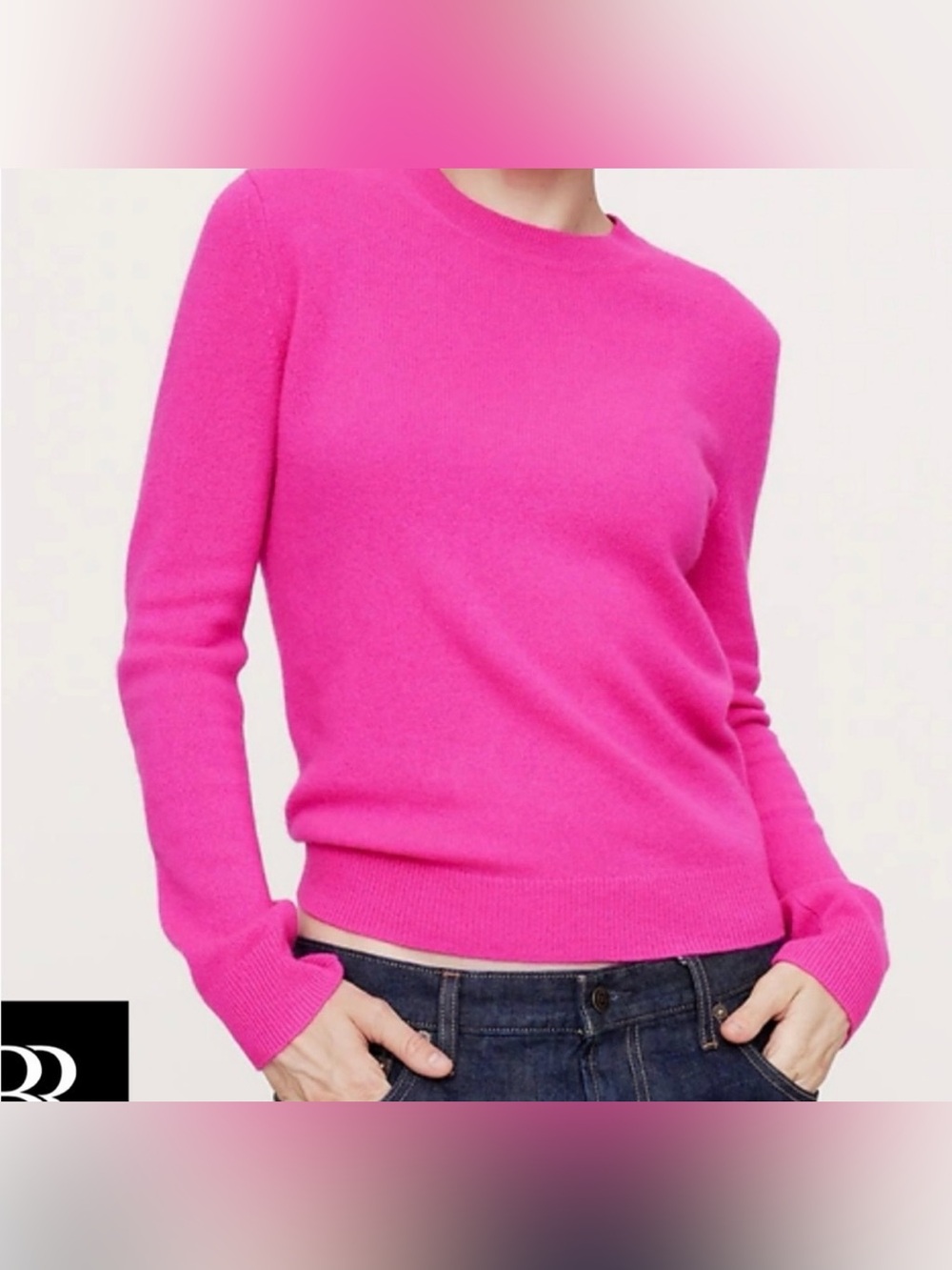 Banana Republic 100% Cashmere Hot Pink Crewneck Sweater